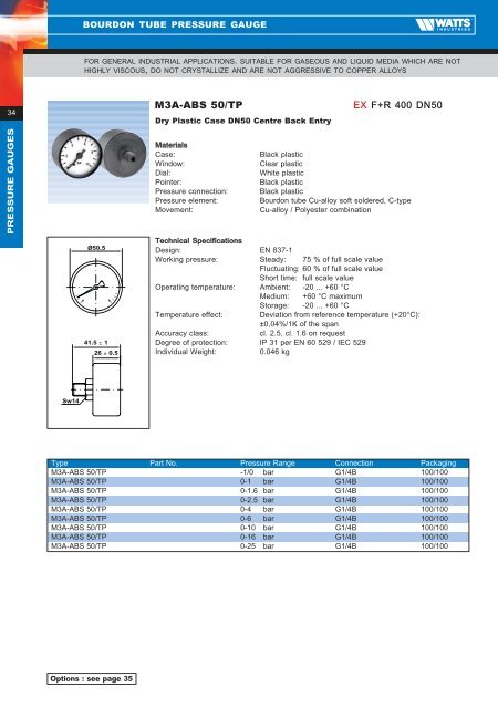 Product Catalogue - Pressure & Temperature ... - Watts Industries