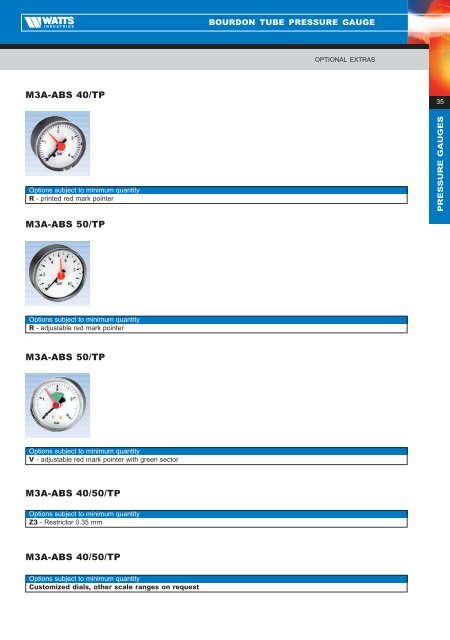 Product Catalogue - Pressure & Temperature ... - Watts Industries