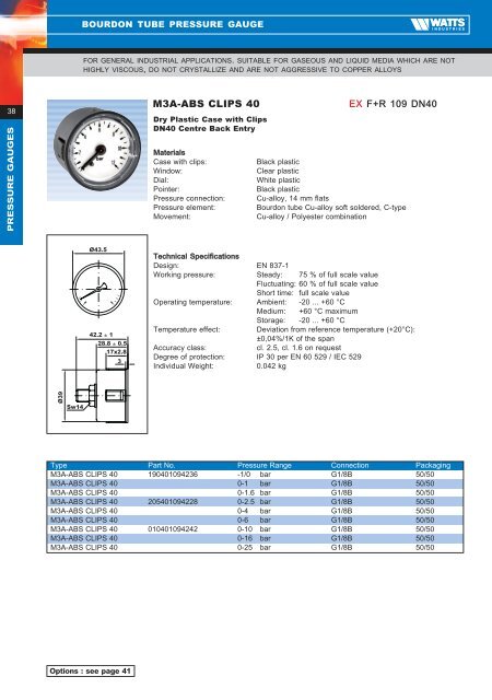 Product Catalogue - Pressure & Temperature ... - Watts Industries