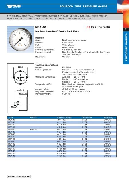 Product Catalogue - Pressure & Temperature ... - Watts Industries