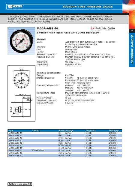 Product Catalogue - Pressure & Temperature ... - Watts Industries