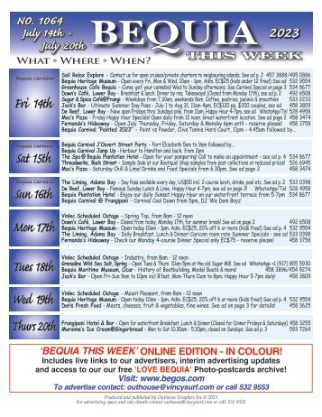 Bequia this Week - 14th July - 20th July 2023