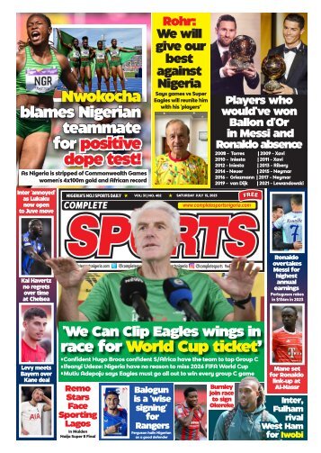 COMPLETE SPORTS - SATURDAY JULY 15, 2023