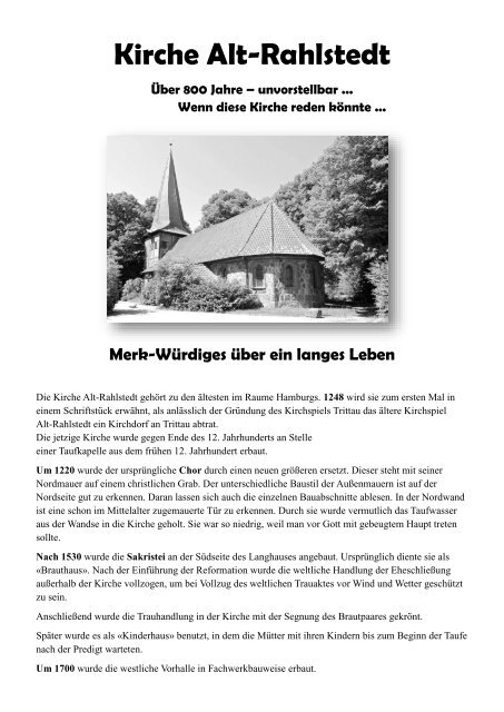 Führung durch die Alt-Rahlstedter Kirche