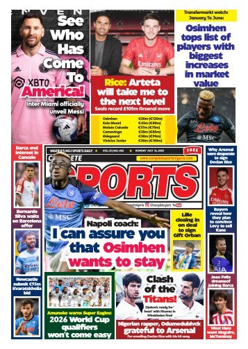 COMPLETE SPORTS - SUNDAY, JULY 16, 2023