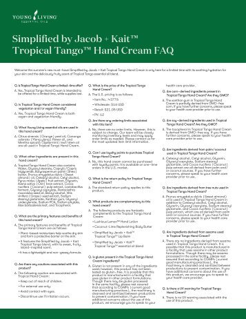 Simplified by Jacob + Kait™ Tropical Tango™ Hand  Cream FAQ