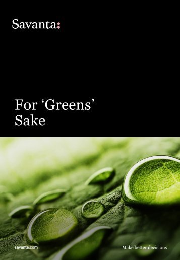 Savanta report - For Greens Sake 