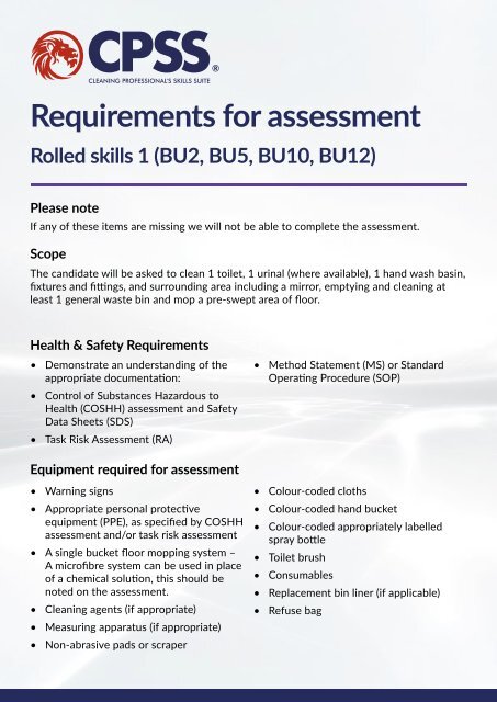 Requirements for assessment - RS1