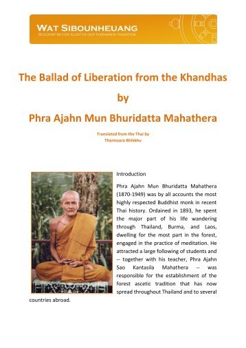 The Ballad of Liberation from the Khandhas by Phra Ajahn Mun ...