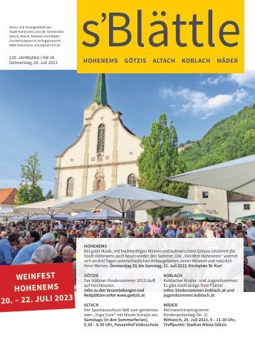 s'Blättle Nr. 29 - Do, 20. Juli 2023