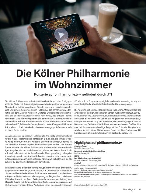 Das Magazin der Kölner Philharmonie NR. 4 / 2023