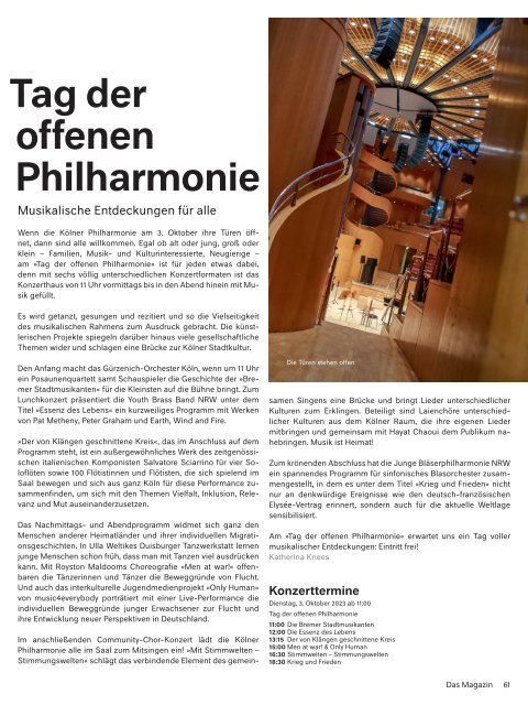 Das Magazin der Kölner Philharmonie NR. 4 / 2023