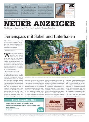 Neuer Anzeiger 21. Juli 2023