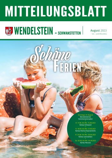 Mitteilungsblatt Wendelstein+Schwanstetten - August 2023