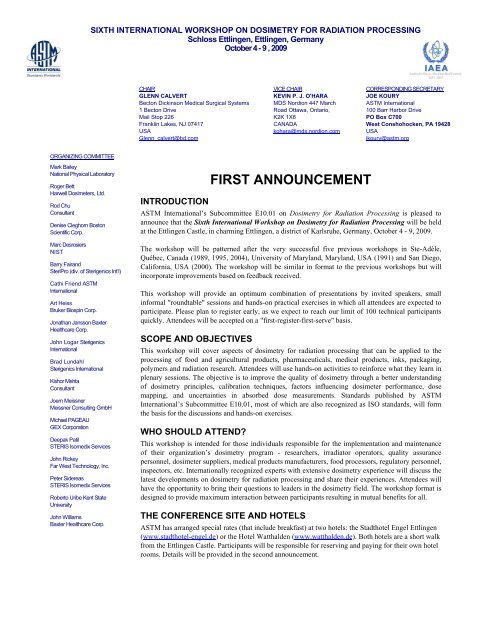 Sixth Workshop First Announcement A4 - ASTM International