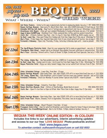 Bequia this Week - 21st July - 27th July 2023
