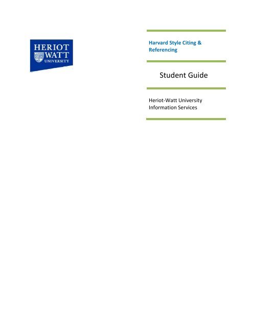 Citing and referencing: Harvard style - Heriot-Watt University
