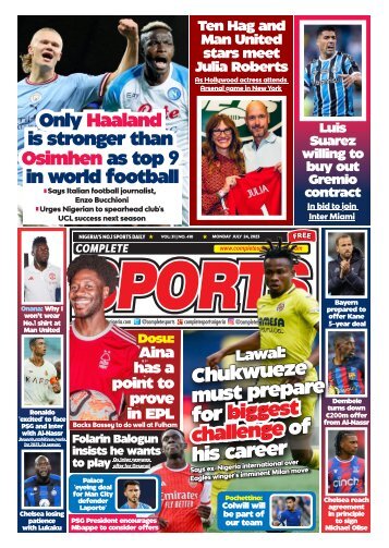 COMPLETE SPORTS - MONDAY,  JULY 24, 2023