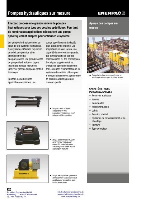 Enerpac Outillages Industriels - Catalogue Français - Schalcher Engineering GmbH