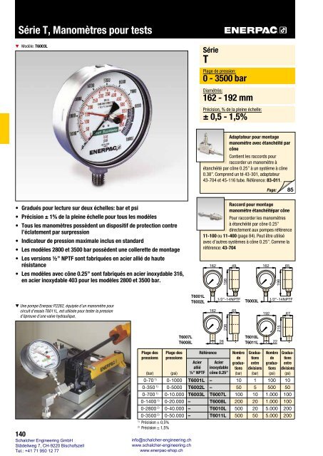 Enerpac Outillages Industriels - Catalogue Français - Schalcher Engineering GmbH