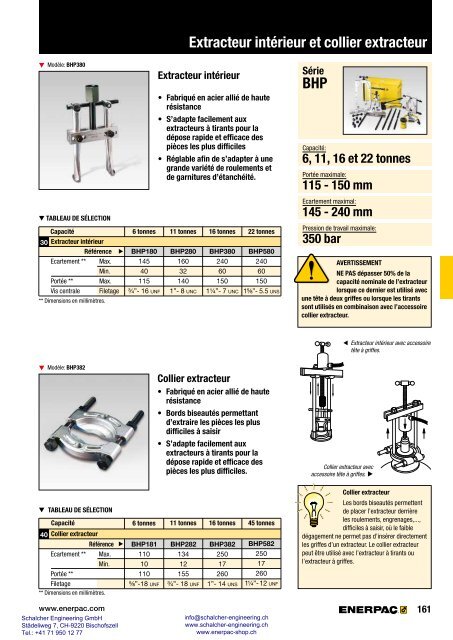 Enerpac Outillages Industriels - Catalogue Français - Schalcher Engineering GmbH