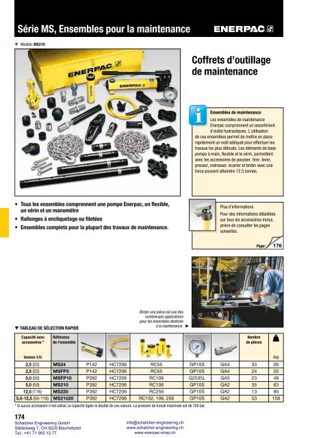 Enerpac Outillages Industriels - Catalogue Français - Schalcher Engineering GmbH