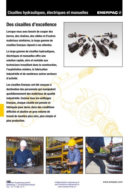 Enerpac Outillages Industriels - Catalogue Français - Schalcher Engineering GmbH