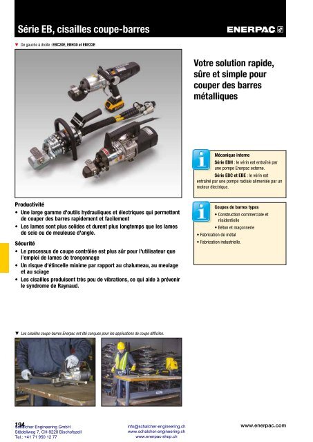 Enerpac Outillages Industriels - Catalogue Français - Schalcher Engineering GmbH