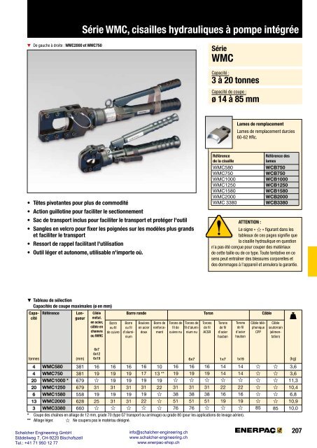 Enerpac Outillages Industriels - Catalogue Français - Schalcher Engineering GmbH