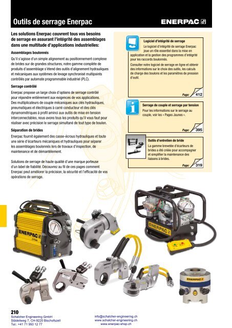 Enerpac Outillages Industriels - Catalogue Français - Schalcher Engineering GmbH