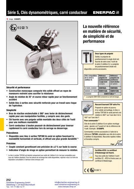 Enerpac Outillages Industriels - Catalogue Français - Schalcher Engineering GmbH