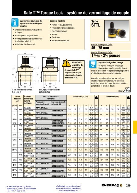 Enerpac Outillages Industriels - Catalogue Français - Schalcher Engineering GmbH