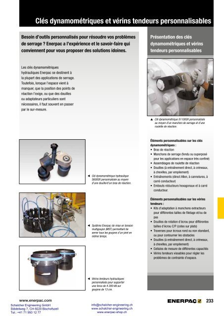 Enerpac Outillages Industriels - Catalogue Français - Schalcher Engineering GmbH