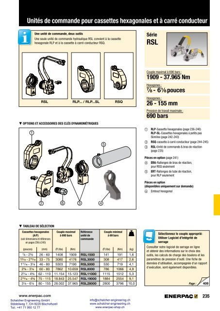 Enerpac Outillages Industriels - Catalogue Français - Schalcher Engineering GmbH