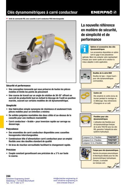 Enerpac Outillages Industriels - Catalogue Français - Schalcher Engineering GmbH