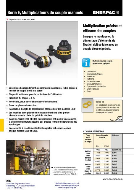 Enerpac Outillages Industriels - Catalogue Français - Schalcher Engineering GmbH