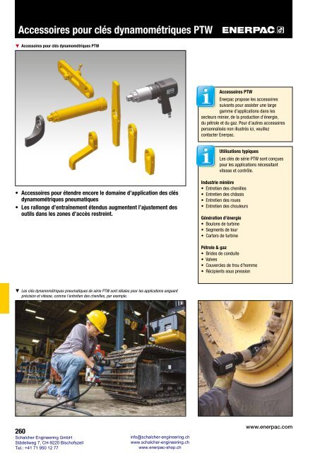 Enerpac Outillages Industriels - Catalogue Français - Schalcher Engineering GmbH