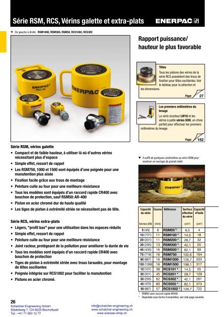 Enerpac Outillages Industriels - Catalogue Français - Schalcher Engineering GmbH