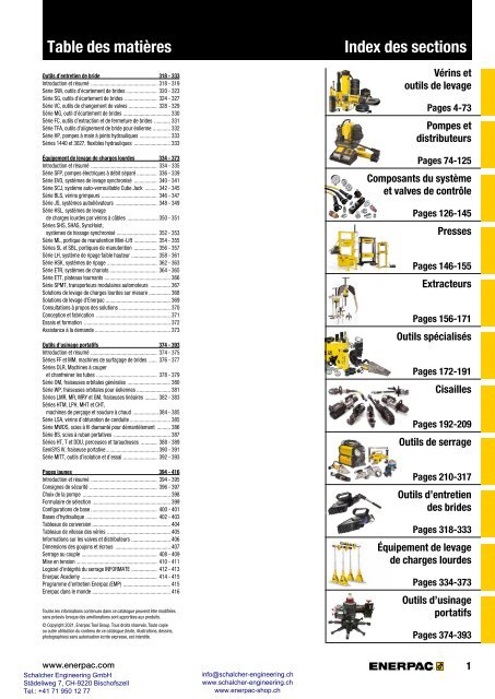 Enerpac Outillages Industriels - Catalogue Français - Schalcher Engineering GmbH