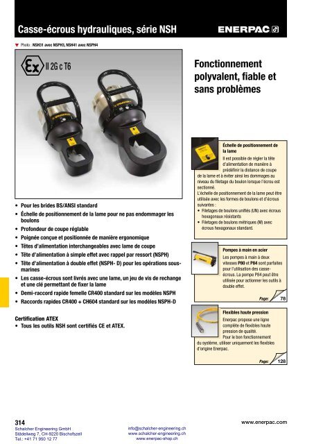 Enerpac Outillages Industriels - Catalogue Français - Schalcher Engineering GmbH