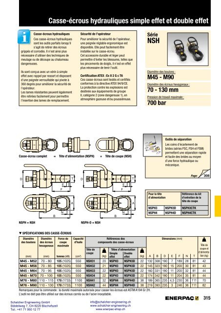 Enerpac Outillages Industriels - Catalogue Français - Schalcher Engineering GmbH