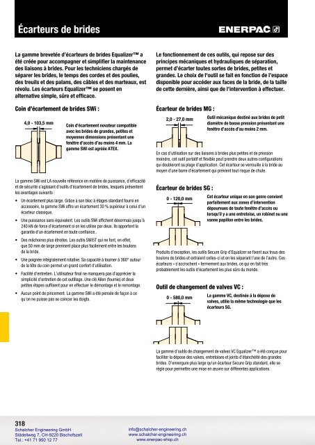 Enerpac Outillages Industriels - Catalogue Français - Schalcher Engineering GmbH