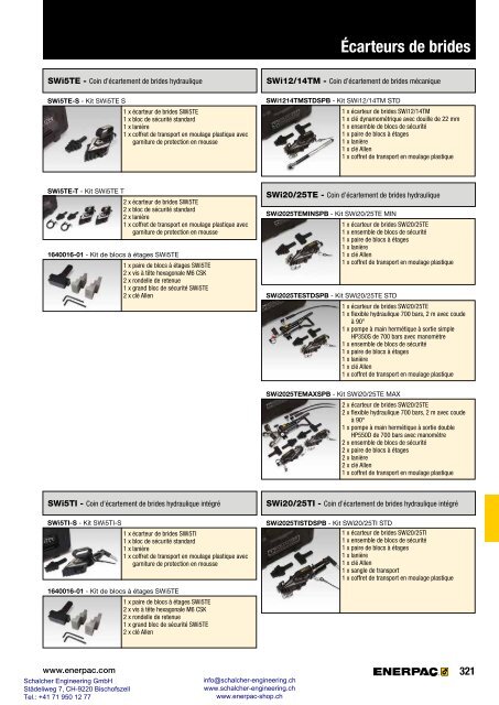 Enerpac Outillages Industriels - Catalogue Français - Schalcher Engineering GmbH