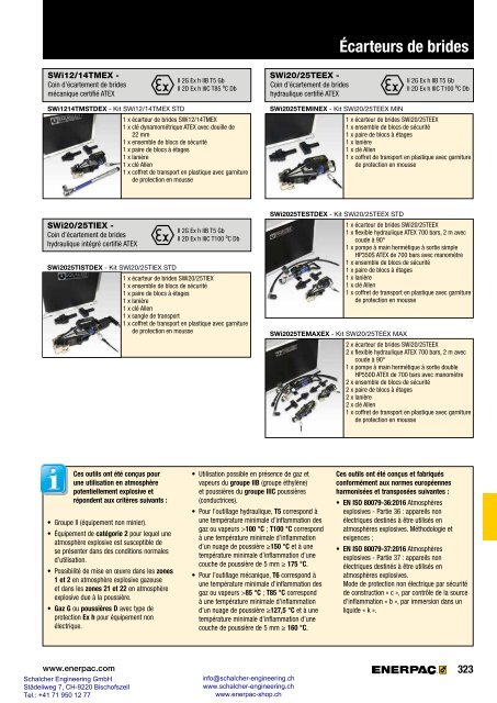 Enerpac Outillages Industriels - Catalogue Français - Schalcher Engineering GmbH