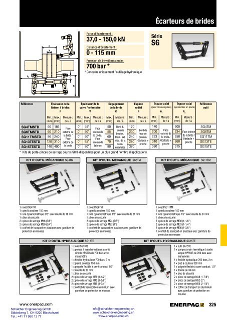 Enerpac Outillages Industriels - Catalogue Français - Schalcher Engineering GmbH