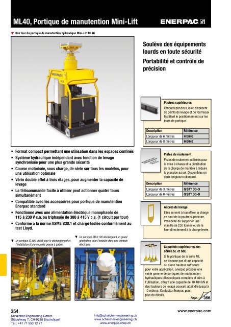 Enerpac Outillages Industriels - Catalogue Français - Schalcher Engineering GmbH