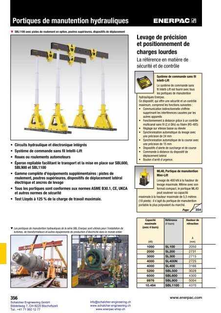 Enerpac Outillages Industriels - Catalogue Français - Schalcher Engineering GmbH