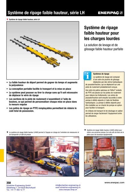 Enerpac Outillages Industriels - Catalogue Français - Schalcher Engineering GmbH