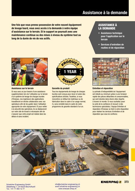 Enerpac Outillages Industriels - Catalogue Français - Schalcher Engineering GmbH