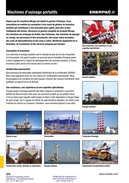 Enerpac Outillages Industriels - Catalogue Français - Schalcher Engineering GmbH